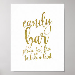 Candy Bar Gold Glitzer Script 8x10 Wedding Sign Poster