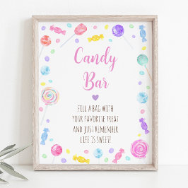 Candy Bar Lollipop Sweet Shop Geburtstagssignatur Poster