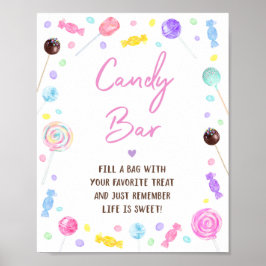 Candy Bar Lollipop Sweet Shop Geburtstagssignatur Poster