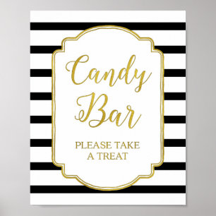 Candy Bar Polterabend Sign Gold Black Stripes Poster