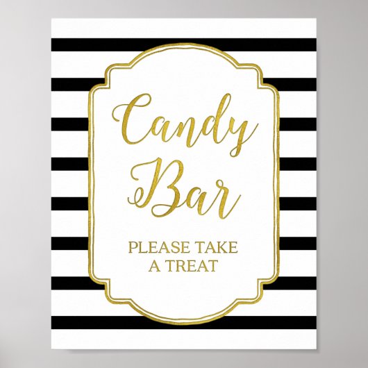 Candy Bar Polterabend Sign Gold Black Stripes Poster (Vorne)