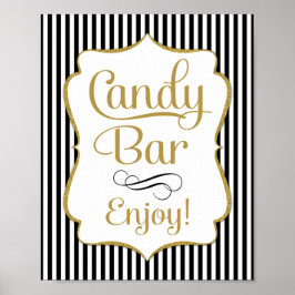Candy Bar Sign Black Gold Buffet Poster