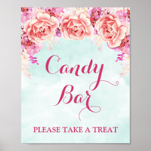 Candy Bar Sign Blue Pink Blume Poster