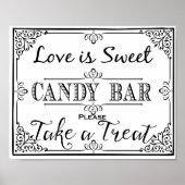 Candy Bar sign elegante schwarze Hochzeit oder Par Poster (Vorne)