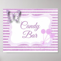 Candy Bar Sign Lila Butterfly Poster