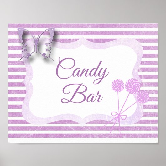 Candy Bar Sign Lila Butterfly Poster (Vorne)