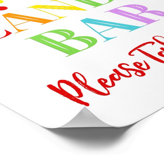 Candy Bar Sign Rainbow Confetti Poster (Ecke)