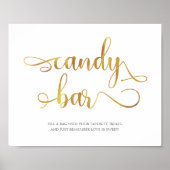 Candy Bar simple gold elegant Wedding Sign Poster (Vorne)