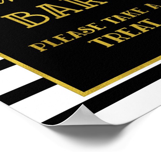 Candy Bar Wedding oder Dusche Sign Gold Black Stri Poster (Ecke)