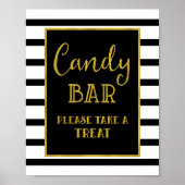 Candy Bar Wedding oder Dusche Sign Gold Black Stri Poster (Vorne)