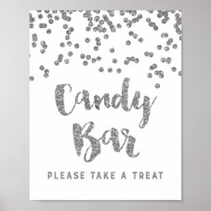 Candy Bar Wedding oder Duschsigne Silver Confetti Poster