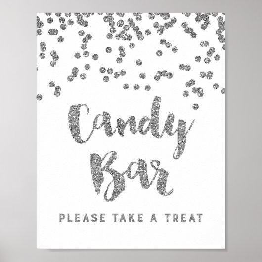 Candy Bar Wedding oder Duschsigne Silver Confetti Poster (Vorne)
