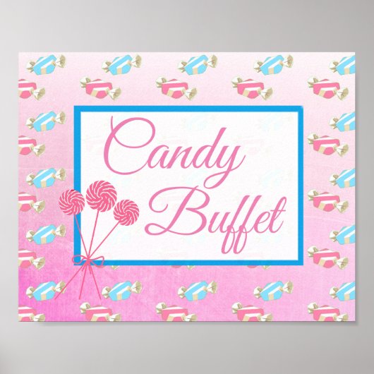 Candy Bar Wedding Pink und Blue Sign Poster (Vorne)