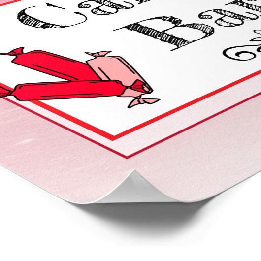 Candy Bar Wedding Red Sign Poster (Ecke)