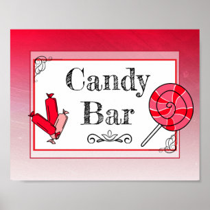 Candy Bar Wedding Red Sign Poster