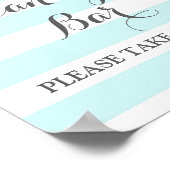 Candy Bar Wedding Sign Blue Blumen Streifen Poster (Ecke)