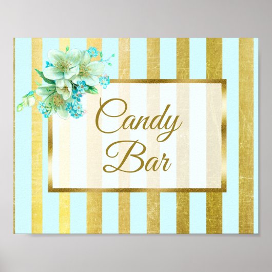 Candy Bar Wedding Sign Blue & Gold Poster (Vorne)