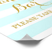Candy Bar Wedding Sign Blue Stripe Gold Confetti Poster (Ecke)