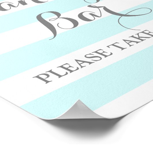 Candy Bar Wedding Sign Blue Stripes Silver Poster (Ecke)