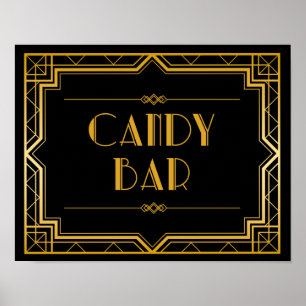 Candy Bar Wedding Sign   Gatsby Art Deco Poster