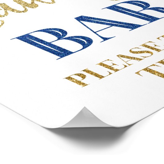 Candy Bar Wedding Sign Gold Navy Blue Confetti Poster (Ecke)