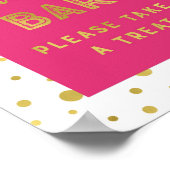 Candy Bar Wedding Sign Hot Pink Gold Streifen Poster (Ecke)
