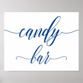 Candy Bar Wedding Sign in Navy Blue Calligraphy Poster (Vorne)