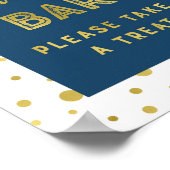 Candy Bar Wedding Sign Navy Blue Streifen Poster (Ecke)