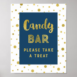 Candy Bar Wedding Sign Navy Blue Streifen Poster