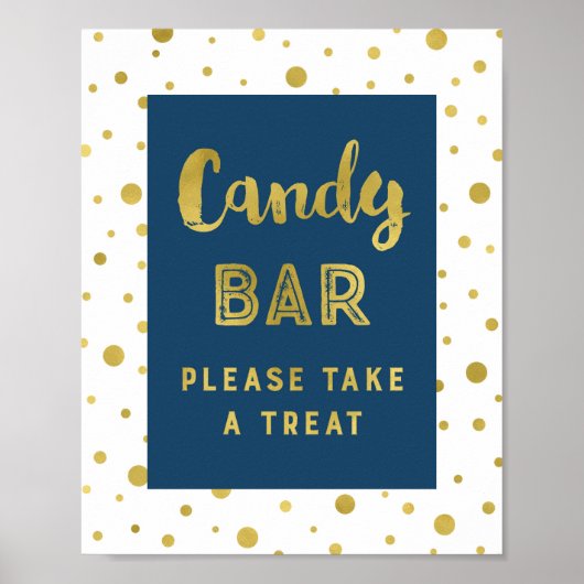 Candy Bar Wedding Sign Navy Blue Streifen Poster (Vorne)