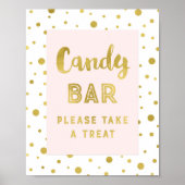 Candy Bar Wedding Sign Pink Gold Streifen Poster (Vorne)