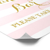 Candy Bar Wedding Sign Pink Streifen Gold Confetti Poster (Ecke)