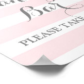 Candy Bar Wedding Sign Pink Stripes Silver Poster (Ecke)