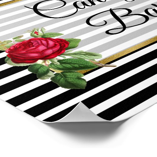 Candy Bar Wedding Sign Rote Rose Poster (Ecke)