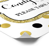Candy Bar Wedding Sign White Black Gold Confetti Poster (Ecke)