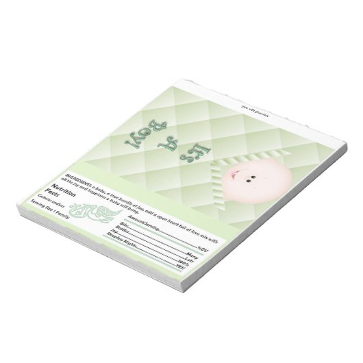 Candy Bar Wrapper Baby Dusche Grünes Gastgeschenk Notizblock (Rotiert)