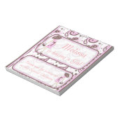 Candy Bar Wrapper Baby Dusche Pink Gastgeschenk Notizblock (Rotiert)