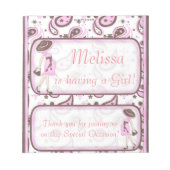 Candy Bar Wrapper Baby Dusche Pink Gastgeschenk Notizblock (Vorderseite)