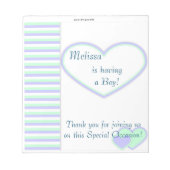 Candy Bar Wrapper Baby Shower Blue Boy Gastgeschen Notizblock (Vorderseite)