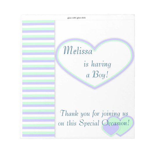 Candy Bar Wrapper Baby Shower Blue Boy Gastgeschen Notizblock (Vorderseite)