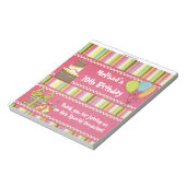 Candy Bar Wrapper Pink Geburtstagsparty Gefallen Notizblock (Rotiert)