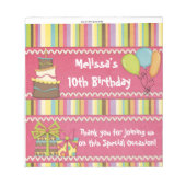 Candy Bar Wrapper Pink Geburtstagsparty Gefallen Notizblock (Vorderseite)