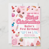 Candy Birthday Einladung das erste Party (Vorderseite)