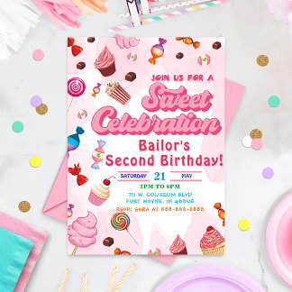 Candy Birthday Einladung das zweite Party