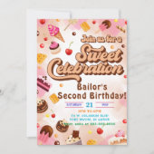 Candy Birthday Einladung das zweite Party (Vorderseite)