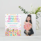 Candy Birthday Foto Einladung (Stehend Vorderseite)