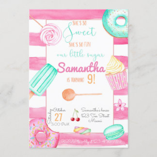Candy Birthday Invitation, Sweets Invite, Einladung