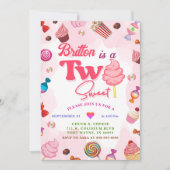 Candy Birthday Two Sweet Party Einladung (Vorderseite)