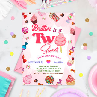Candy Birthday Two Sweet Party Einladung