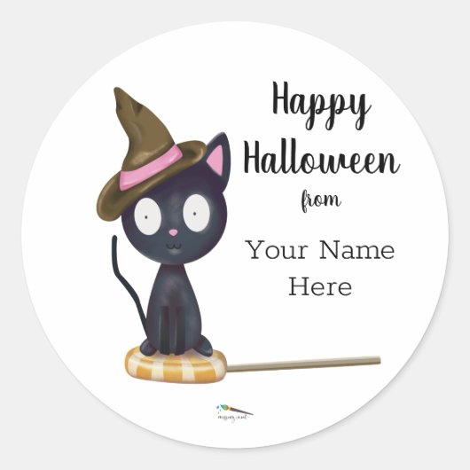 Candy Black Cat Halloween Custom Runder Aufkleber (Vorderseite)